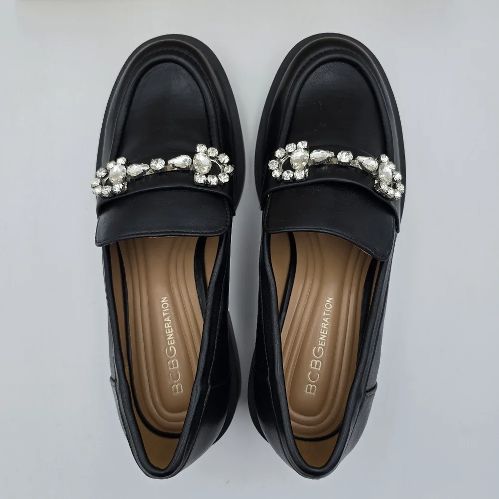 Like-New BCBGeneration Carli Crystal Bit Loafers, Black, 6.5M - Picture 10 of 16